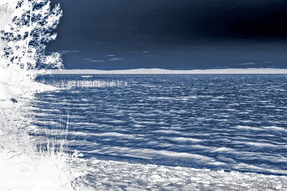 Lacanau - Soir sur le lac cyanotype